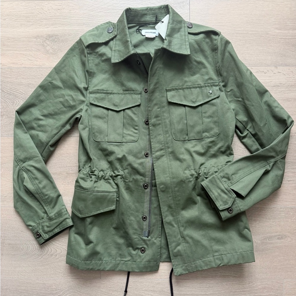 Bnwt Zadig & Voltaire Kayak Amour Military Green Utility Jacket - Size Xs